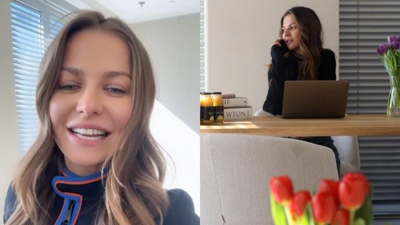 Bizneswoman Anna Lewandowska w topie od Dolce&Gabbana prezentuje swoje NOWE BIURO: "Jak w domu" (ZDJĘCIA)