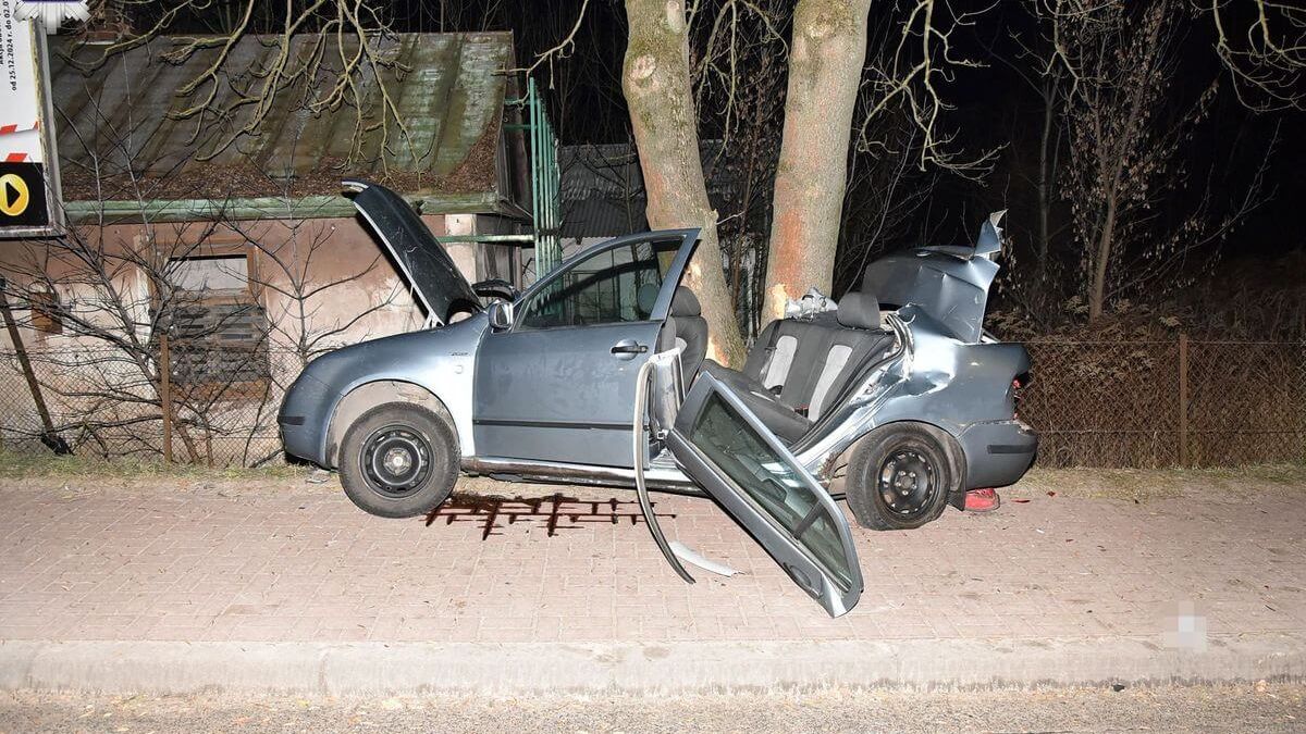 Skoda uderzyła w drzewo