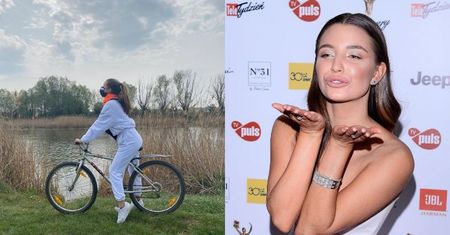 Julia Wieniawa pedałuje na łonie natury i zachwala zalety maseczki: "Ma też funkcję ochrony przed pyłkami" (FOTO)