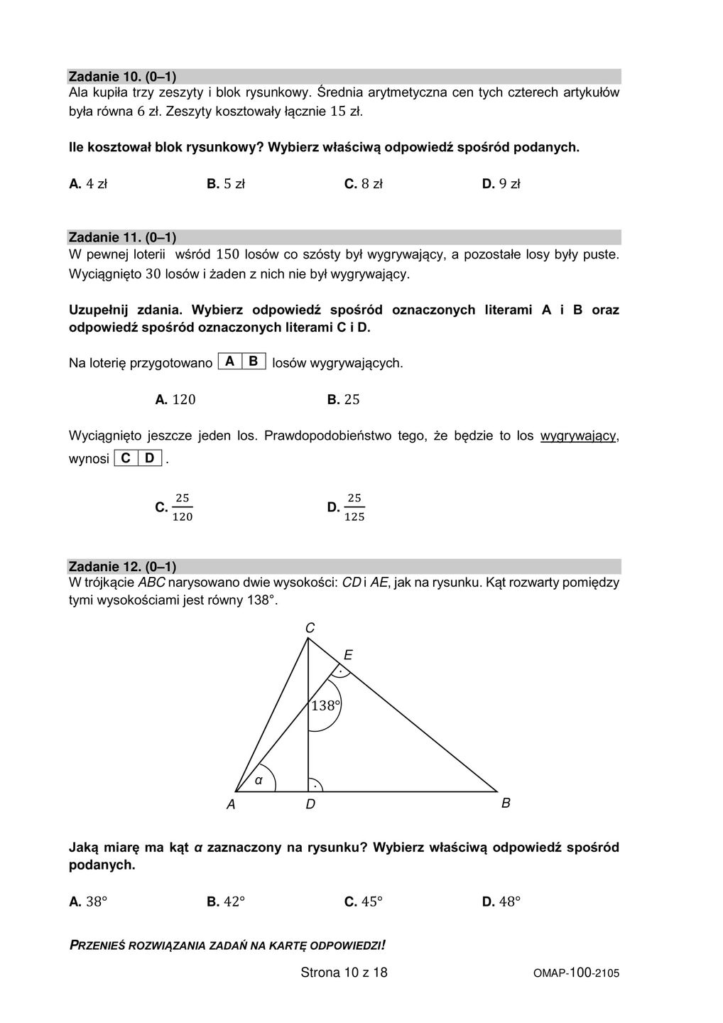 Egzamin ósmoklasisty z matematyki 2021