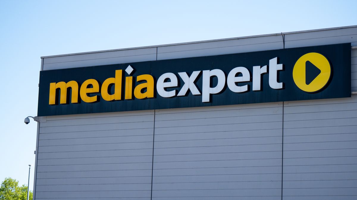 A Media Expert shop with a brand logo sign is seen in Krakow, Poland, on May 10, 2026. Media Expert is a Polish chain of supermarkets offering RTV, AGD, electronics, appliances, computers, software, and multimedia. (Photo by Marcin Golba/NurPhoto via Getty Images)