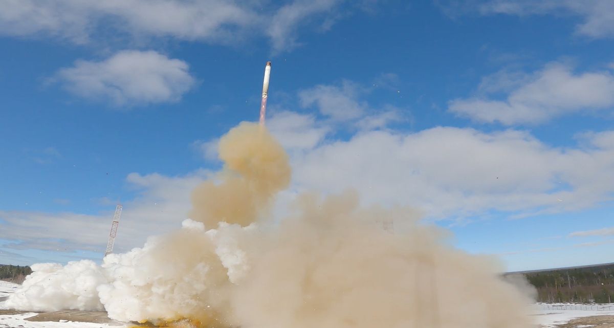 Test rakiety Sarmat w kwietniu 2022 roku