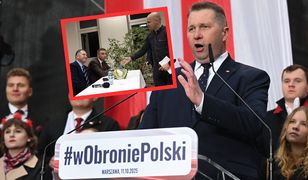 Zakłócił spotkanie z Czarnkiem. Wręczył mu kalafiora