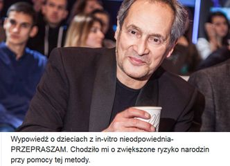 Zelnik przeprasza za "POŁAMANE DZIECI Z IN VITRO": "Chodziło mi o zwiększone ryzyko narodzin!"