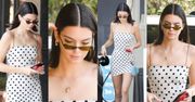 Dziewczęca Kendall Jenner w sukience w kropki