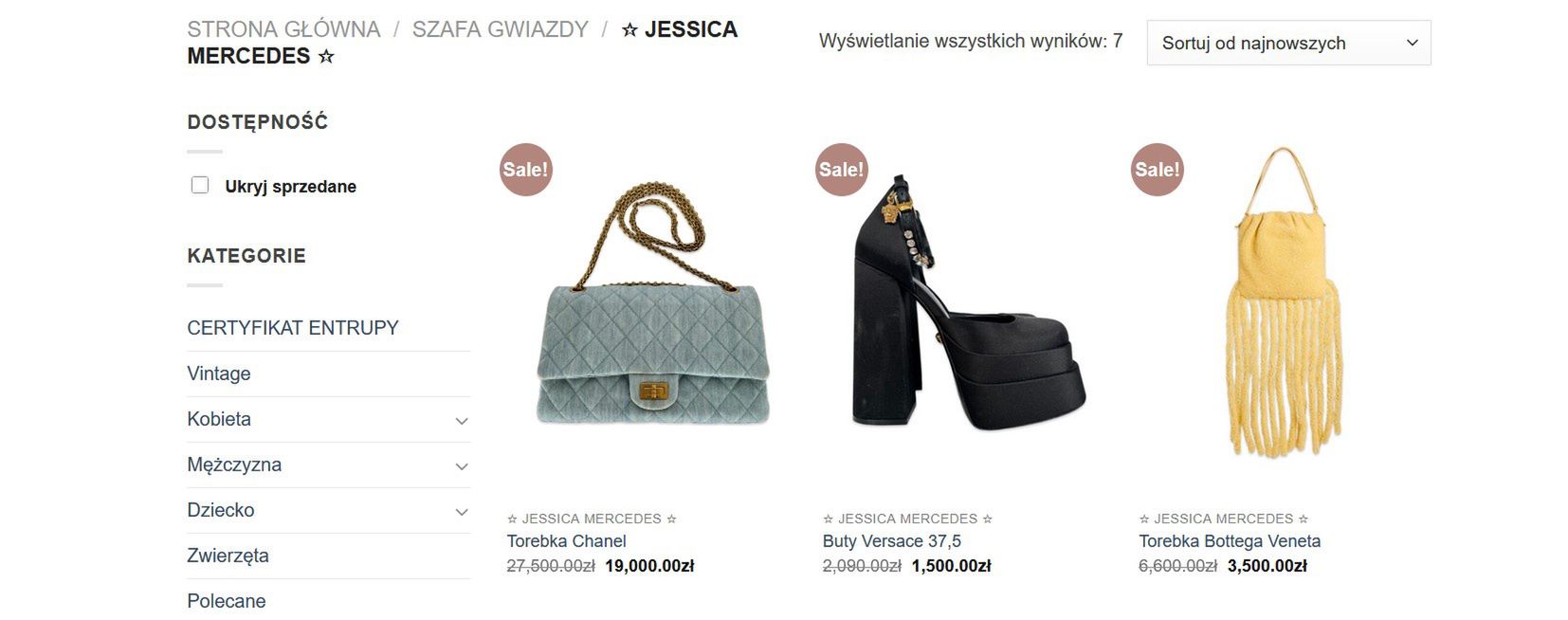 Jessica Mercedes wrzuciła przedmioty na sprzedaż