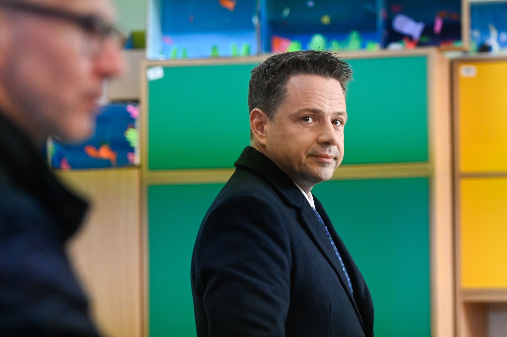 WARSAW, POLAND - MAY 18: The Mayor of Warsaw and the Civic Coalition (KO) presidential candidate, Rafal Trzaskowski waits to  cast his ballot during the first round of the presidential elections on May 18, 2025 in Warsaw, Poland on May 18, 2025 in Warsaw, Poland. The election is seen as a test of whether the government, with its centrist parliamentary coalition, can overcome the right-wing populism embodied by the Law and Justice Party, which has held the presidency since 2015. (Photo by Omar Marques/Getty Images)