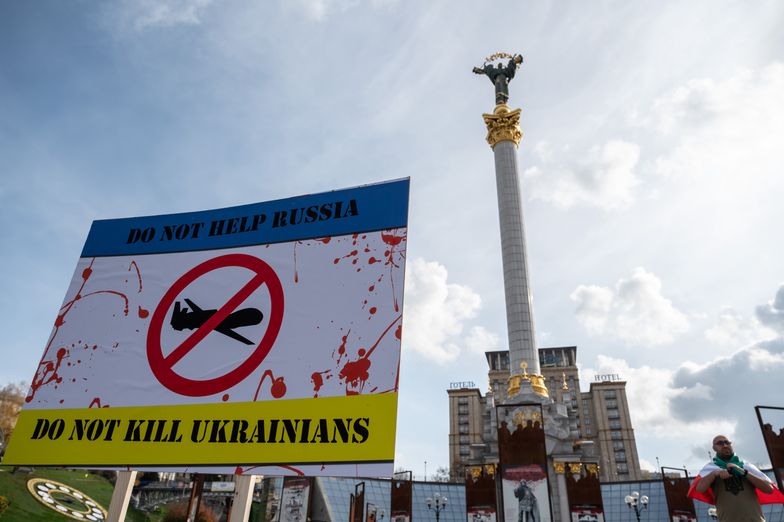 Protest obywateli Iranu mieszkających w Ukrainie. Kijów, 28 października