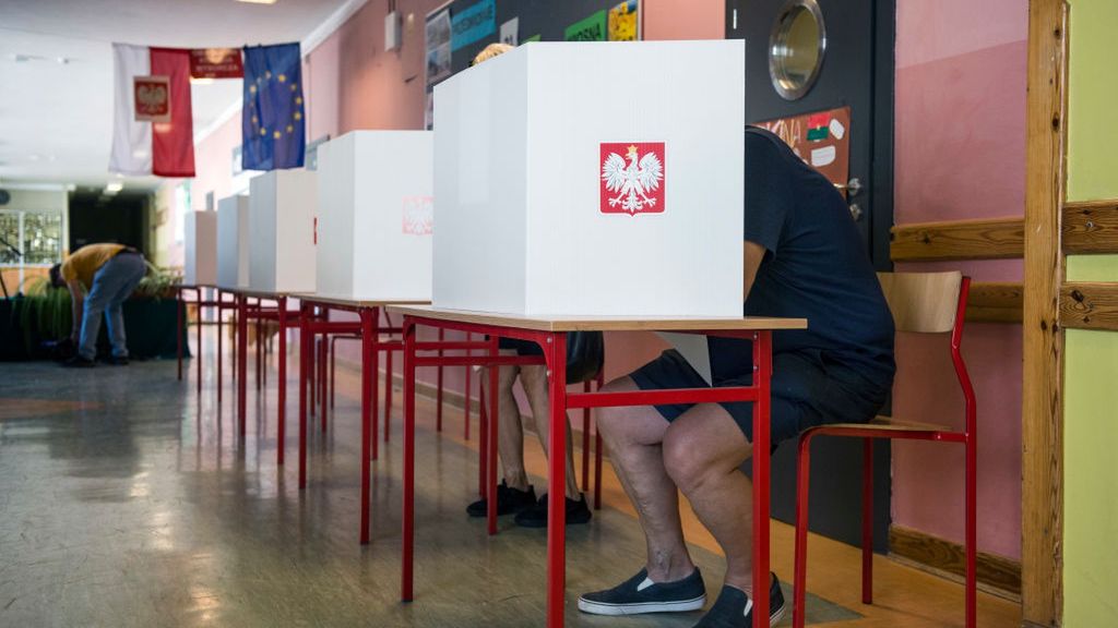 Voters fill their ballot papers at the polling station in
WARSAW, MASOVIAN VOIVODESHIP, POLAND - 2024/06/09: Voters fill their ballot papers at the polling station in Warsaw during the EU parliamentary elections. Voting in the European Parliament elections began in Poland on Sunday morning June 9th. Poles are casting their votes to elect 53 Members of the European Parliament from a pool of 1,019 candidates of all the 27 member countries of the EU. Donald Tusk, the Prime Minister of Poland and former President of the European Council, voted in the morning at a polling station nearby the Parliament building in Warsaw. (Photo by Attila Husejnow/SOPA Images/LightRocket via Getty Images)
SOPA Images
polling station, political, ballot papers, elections, vote, voters