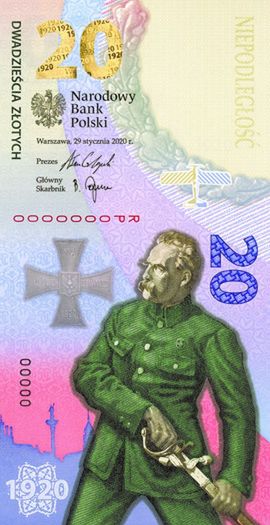 Okolicznościowy banknot na rocznicę Bitwy Warszawskiej.