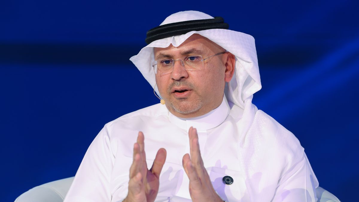 Ashraf Al Ghazzawi, executive vice president of strategy and corporate development at Saudi Aramco, speaks at the Abu Dhabi International Petroleum Exhibition and Conference (ADIPEC) in Abu Dhabi, United Arab Emirates. The annual strategic energy conference runs from Oct 2-5. Photographer: Christopher Pike/Bloomberg via Getty Images