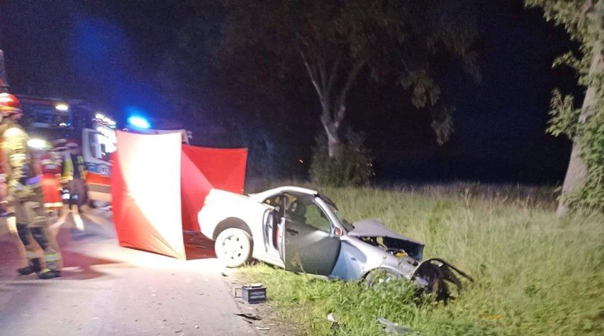 Mercedes wylądował w rowie