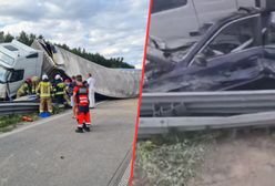 Ciężarówka przygniotła samochód na A1. 9-latek w szpitalu