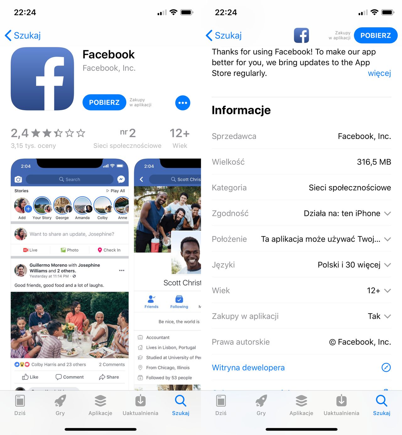 Facebook na iOS. Czy nie uważacie, że screeny z notchem wyglądają naprawdę słabo?