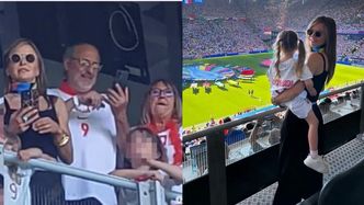 Anna Lewandowska wspiera Roberta w czarnym topie odkrywającym brzuch. Na trybunach nie zabrakło mamy i siostry "Lewego" (WIDEO)