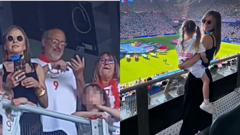 Anna Lewandowska wspiera Roberta w czarnym topie odkrywającym brzuch. Na trybunach nie zabrakło mamy i siostry "Lewego" (WIDEO)