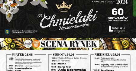 Chmielaki Krasnostawskie 2024 – koncerty. Smolasty, Dżem, Vixen, Sara James. O której kto wystąpi? PROGRAM