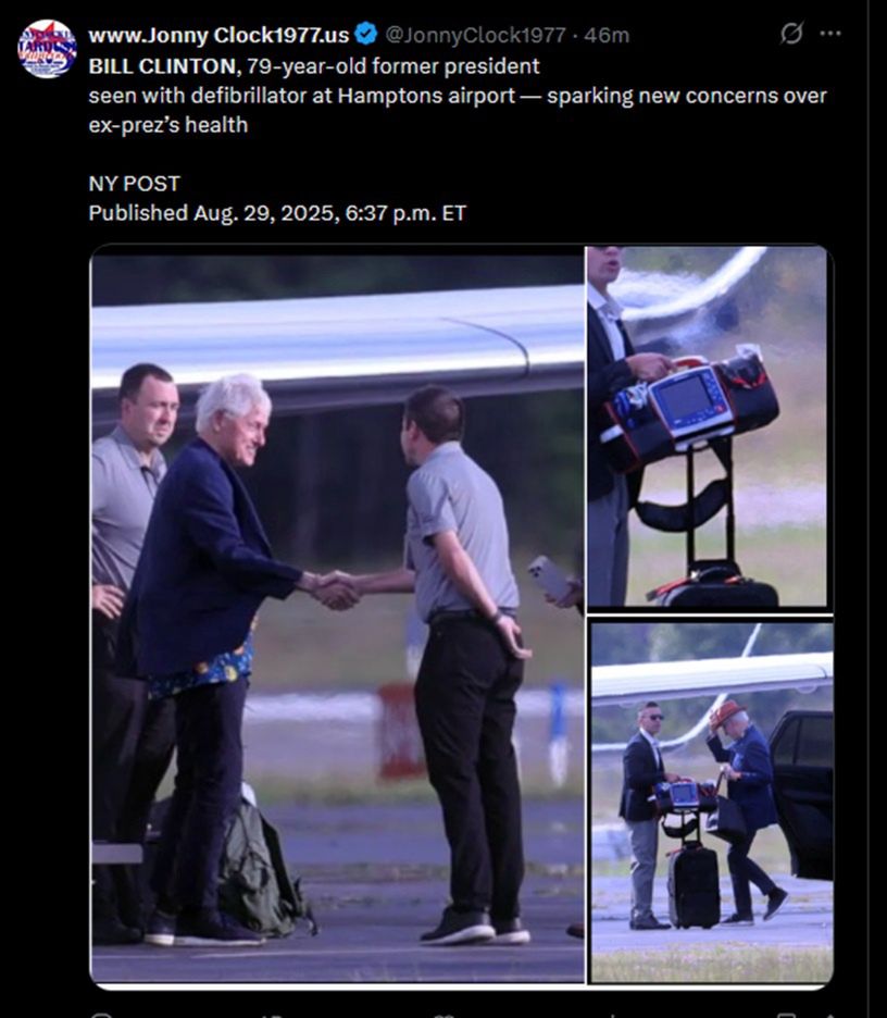 Bill Clinton z defibrylatorem 