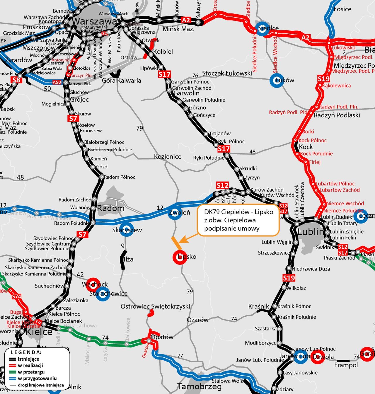 Mapa inwestycji drogowej