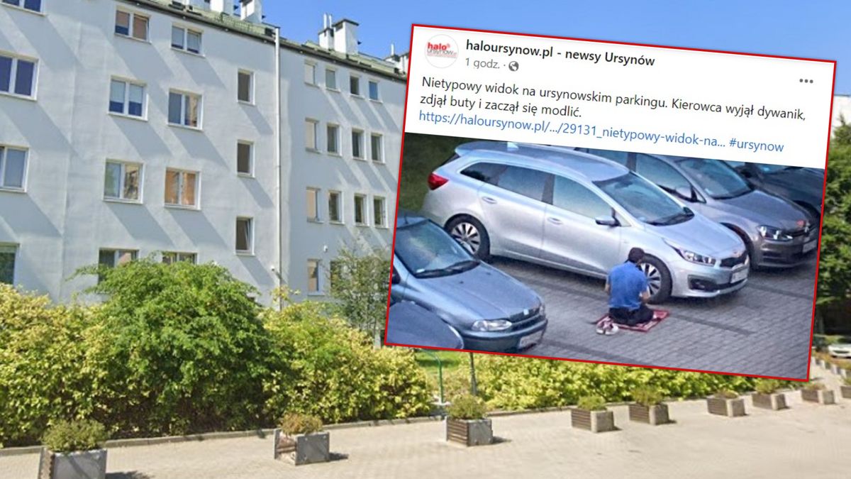 Mężczyzna modlił się na parkingu.