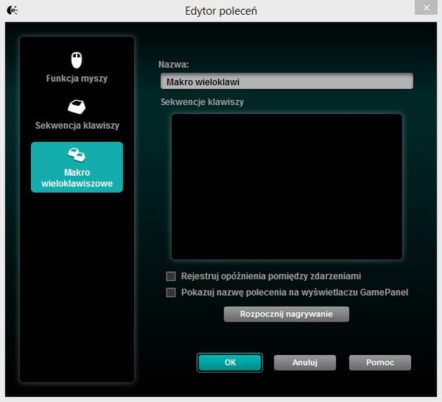 Logitech edytor poleceń