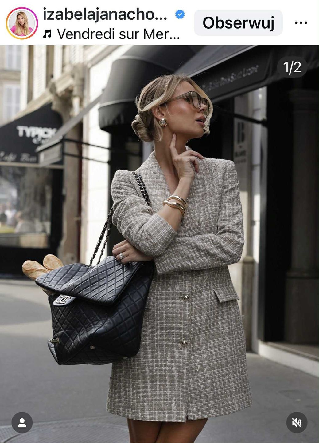 Izabela Janachowska w sukience na bazie marynarki.