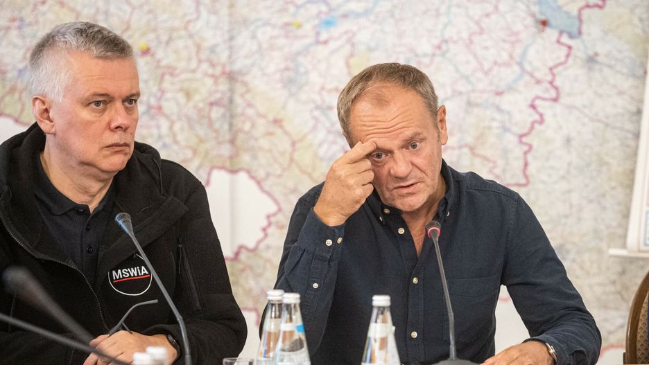 Sztab kryzysowy we Wrocławiu.  Tomasz Siemoniak, Donald Tusk
