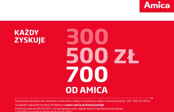 „Każdy zyskuje 300, 500, 700 zł” w promocji sprzętu Amica do zabudowy (wideo)