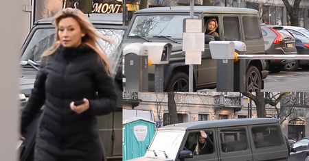 Wojciechowska wyjeżdża z parkingu nowym mercedesem