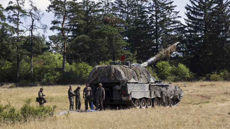 A German Army PZH 2000 tank howitzer during the US-led NATO and partner Dynamic Front 22 multinational live-fire training exercise at the Grafenwoehr Training Area in Grafenwoehr, Germany, on Wednesday, July 20, 2022. The Dynamic Front 22 exercise with participants from 19 nations seeks to build interoperability across the human, procedural and technical domains. Photographer: Alex Kraus/Bloomberg via Getty Images