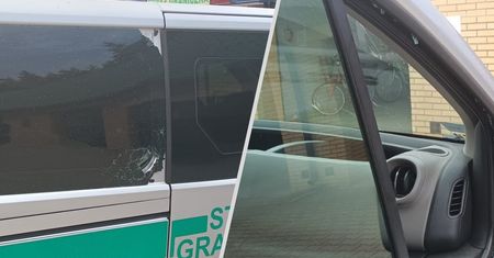 Atak migrantów. Uszkodzony samochód Straży Granicznej