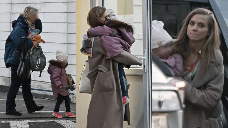 Agnieszka Kaczorowska opuszcza salę prób z mamą i córkami 