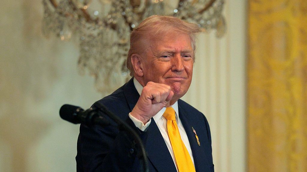 President Trump Hosts Black History Month Reception At The White House
WASHINGTON, DC - FEBRUARY 18:  U.S. President Donald Trump gestures as he departs a Black History Month reception in the East Room of the White House on February 18, 2026 in Washington, DC.  The president issued a proclamation recognizing Black History Month on Feb. 3. (Photo by Chip Somodevilla/Getty Images)
Chip Somodevilla