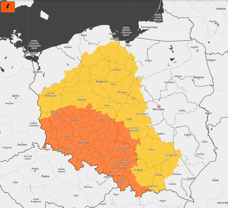 Ostrzeżenia pierwszego i drugiego stopnia w piątek 24 maja