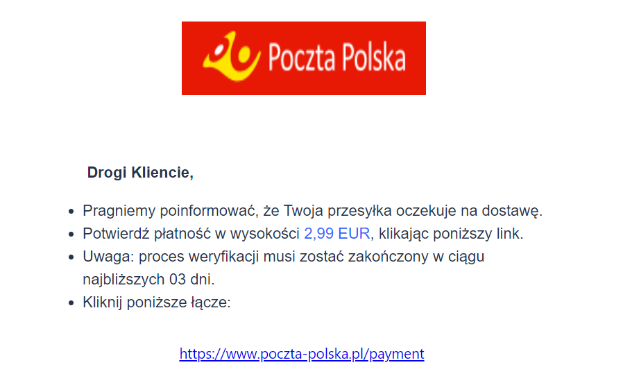 Oszust liczy na wpłaty pieniędzy, podszywając się pod Pocztę Polską, fot. Oskar Ziomek.
