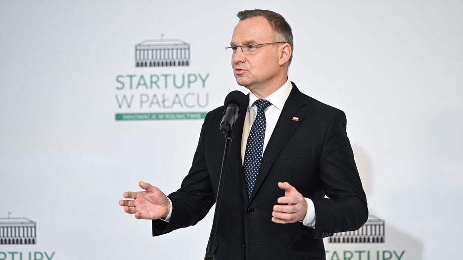Warszawa, 09.05.2024. Prezydent RP Andrzej Duda na wydarzeniu "Startupy w Pałacu. Innowacje w rolnictwie" w Pałacu Prezydenckim w Warszawie, 9 bm. Wydarzenie ma na celu ukazanie roli startupów w procesie tworzenia innowacji dla sektora rolno�spożywczego. (aldg) PAP/Radek Pietruszka