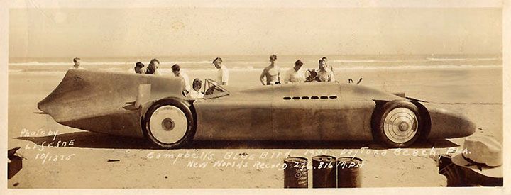 Potężny Blue Bird na Daytona Beach gdzie warunki nie były już  dla niego odpowiednie