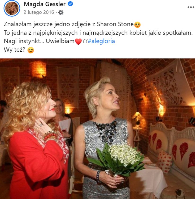 Sharon Stone w restauracji Magdy Gessler