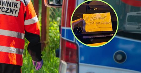 Zaparkowali karetkę pod blokiem. Ktoś im zostawił taką oto "laurkę"