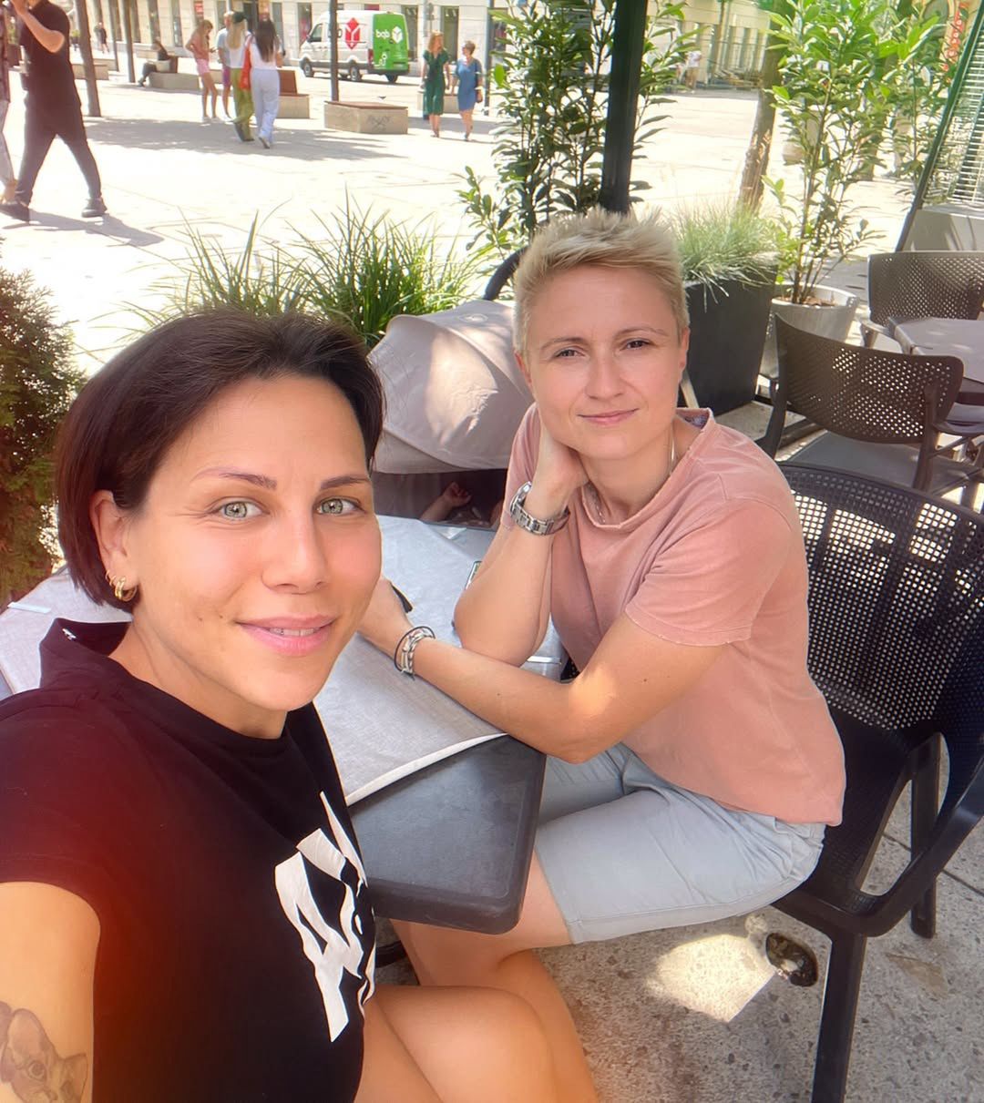 Krystsina Kamińska z żoną