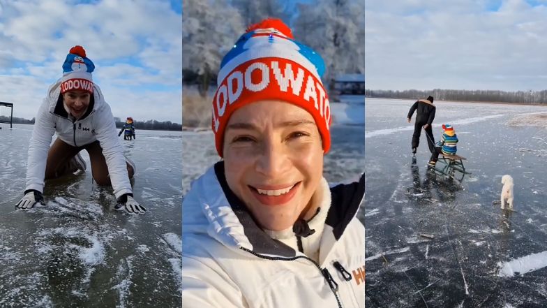 Anna Dereszowska szaleje na zamarzniętym jeziorze. Internauci ostrzegają 
