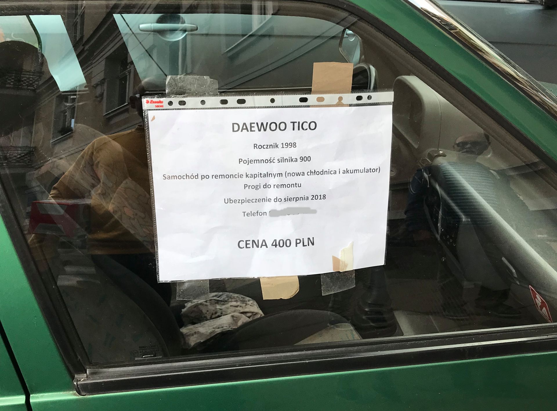 Auto znalezione na zachodzie kraju. Na zachodzie w podobnym stanie takie tico kosztuje minimum dwa razy więcej.