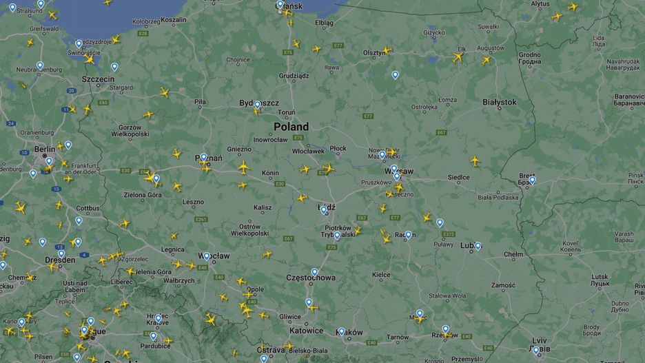 Samoloty nad Polską: mapa Flightradar24