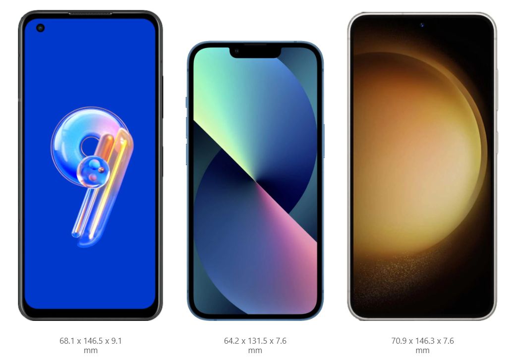 Zenfone 9, iPhone 13 mini i Galaxy S23