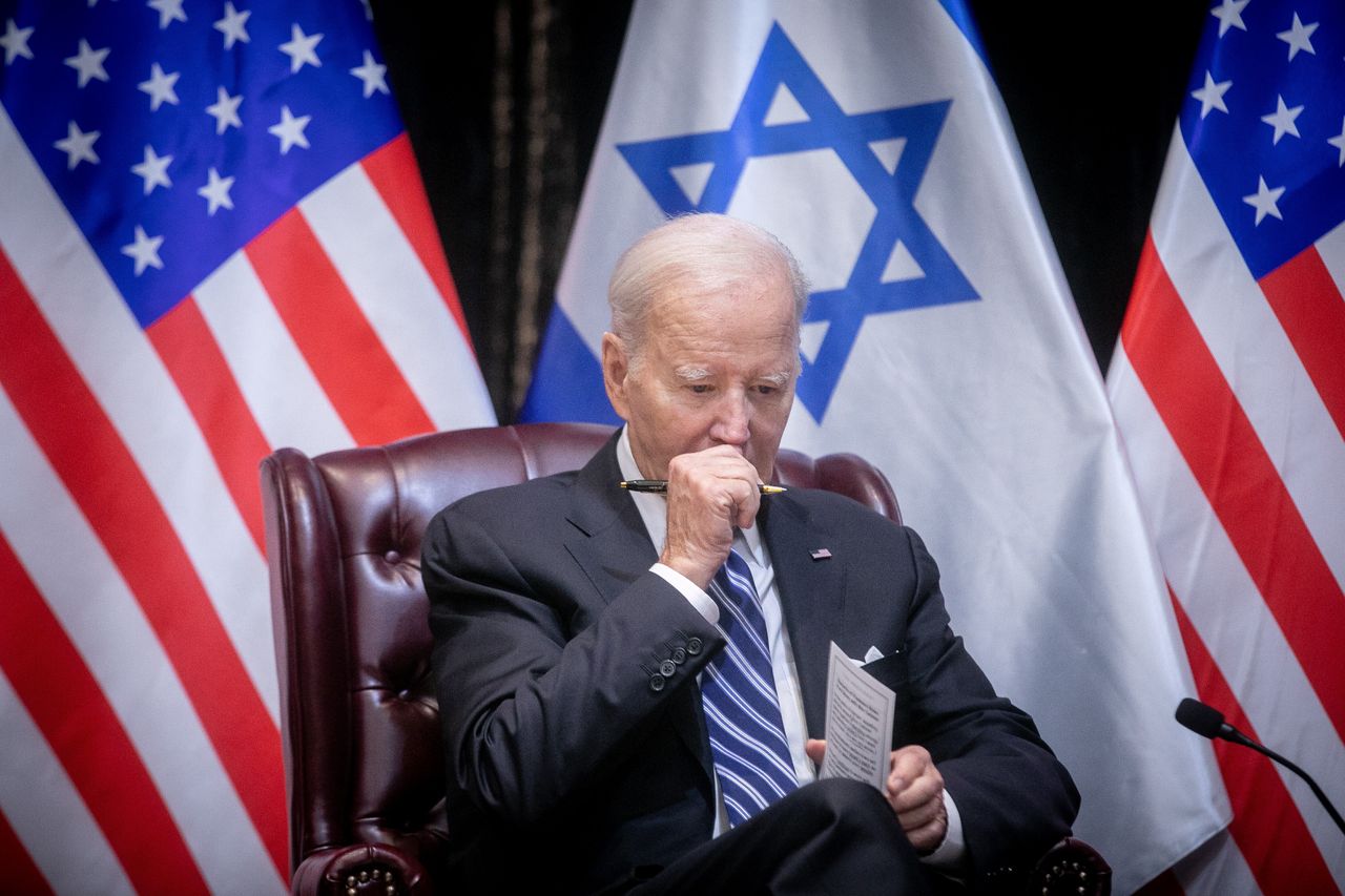 Joe Biden during his visit to Israel on October 18, 2023.