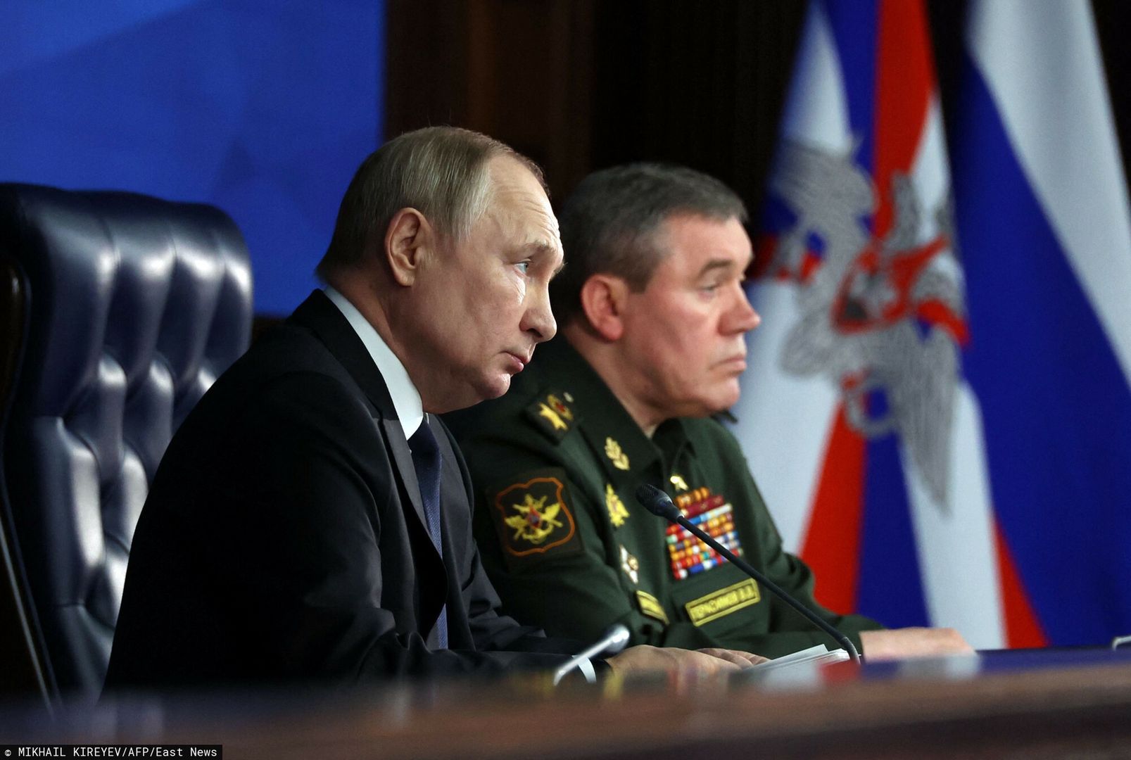arch54
(FILES) In this file photo taken on December 21, 2022 Russian President Vladimir Putin (L) and Chief of the Russian General Staff Valery Gerasimov (R) attend an expanded meeting of the Russian Defence Ministry Board at the National Defence Control Centre in Moscow. - Russia has again replaced its military commander in Ukraine, putting army chief Valery Gerasimov in charge of its forces in the conflict, the defence ministry said January 11, 2023. (Photo by Mikhail Kireyev / Sputnik / AFP)
MIKHAIL KIREYEV