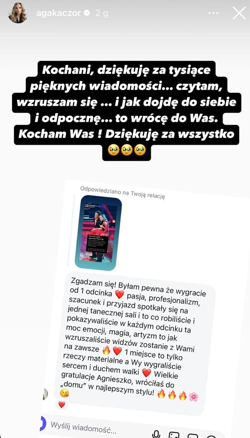 Wpis Agnieszki Kaczorowskiej na Instagramie