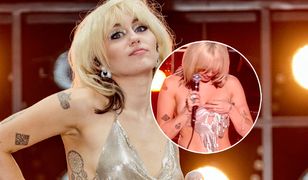 Miley Cyrus zaliczyła wpadkę na scenie. Musiała zasłaniać się rękoma
