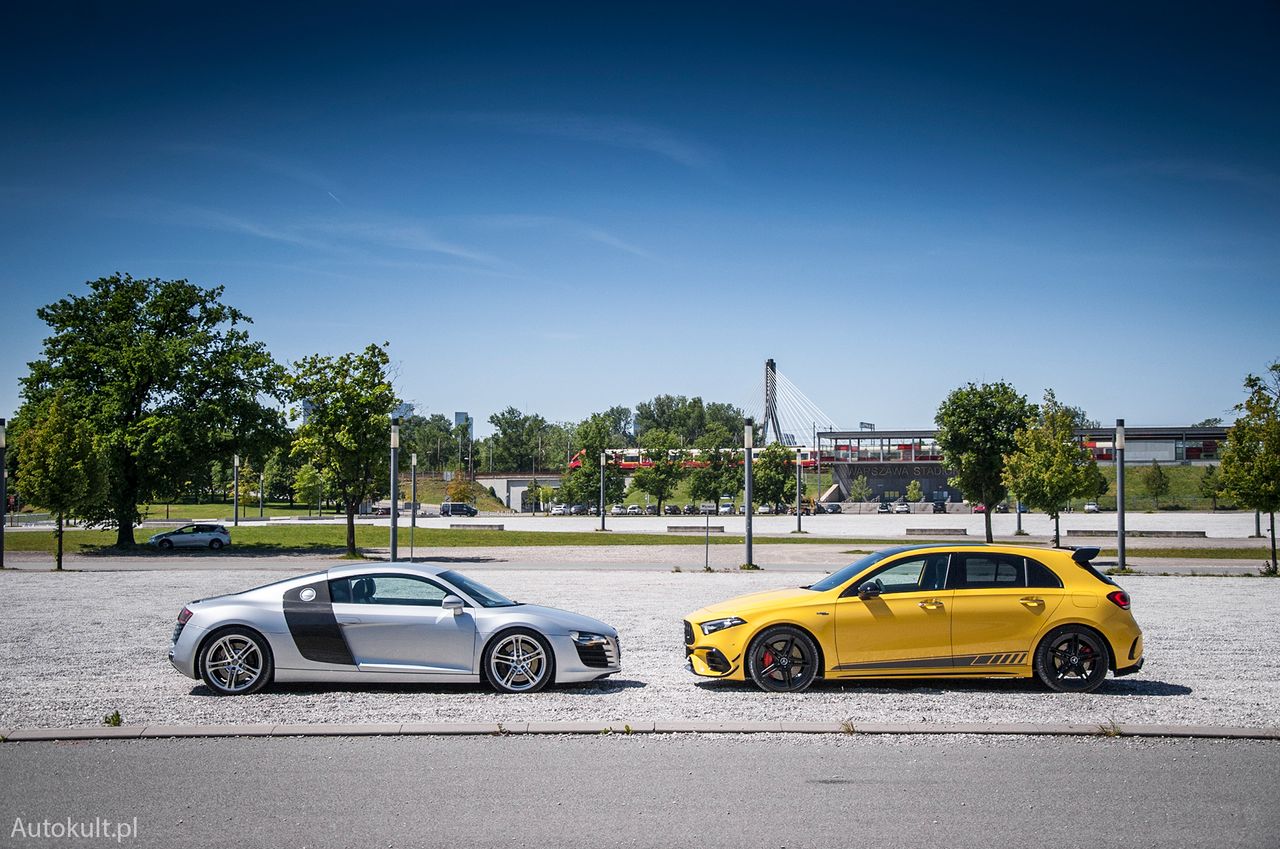 Audi R8 (2007) i Mercedes-AMG A 45 S (2020) (fot. Mateusz Żuchowski)