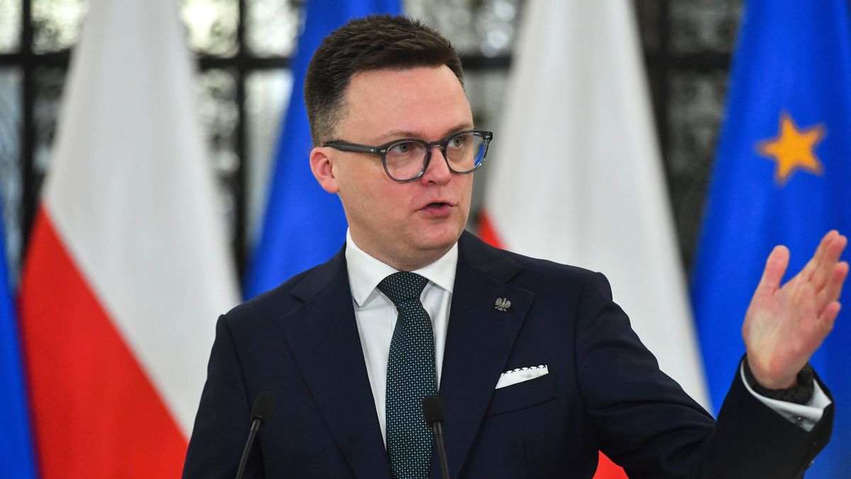 Warszawa, 19.12.2023. Marszałek Sejmu Szymon Hołownia podczas konferencji prasowej w Sejmie w Warszawie, 19 bm. (jm) PAP/Piotr Nowak